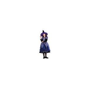 Girls Purple Halloween Long Sleeve Dress Fancy Star Witch With Hat Set