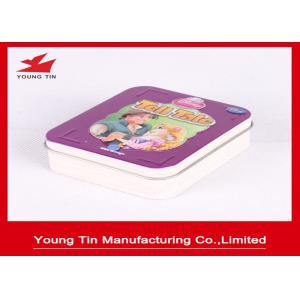 China Lid Hinged Metal Tinplate Material Small Tin Containers With Design Artwork Printed supplier