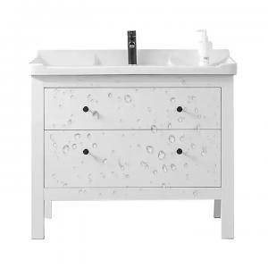 China Modern Solid Wood Bathroom Cabinet Vanity Furniture Single Sink Unit supplier