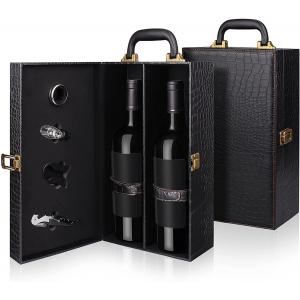 China Handmade Premium Leather Wine Box With Wine Accessory Wine Carrier Case supplier
