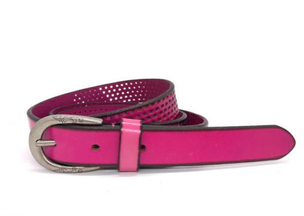 Pink Vintage Buckle Women'S Fashion Leather Belts With Hollow Out Design