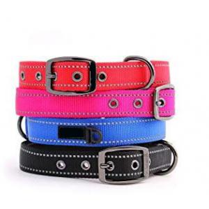 China Reflective Heavy Duty Nylon Dog Collars Metal Buckle Eco Friendly 5 Sizes Option supplier