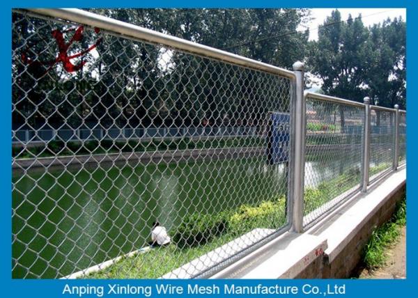 Road / Courtyard Jet Black Chain Link Fence / Diamond Wire Mesh