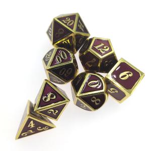 Heavy Weight Metal RPG Dice Neat Sharp Edges Micro Dice Set Pink Polyhedral Gilt Green