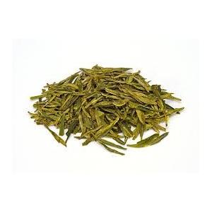 Bagged Fermented organic dragon well tea with very distinctive shape