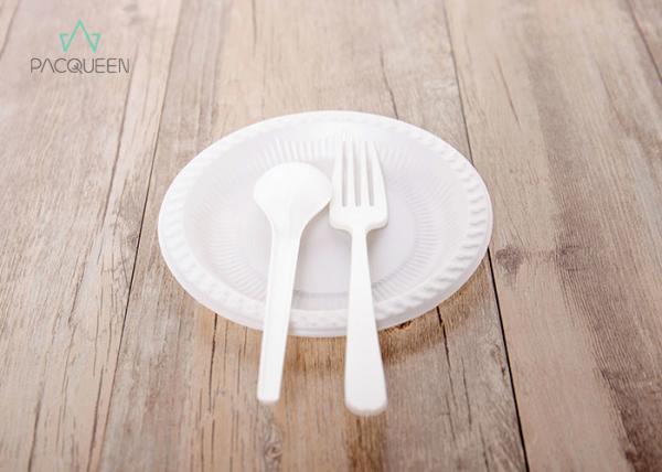 Sturdy Eco Friendly Disposable Plates Cutlery , To Go Utensils PLA Color