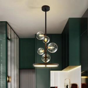 China Modern Nordic Hanging Led Lamp Glass Pendant Lamps Dia28/48cm With Long Pole supplier