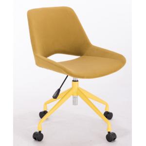 Yellow Velvet Upholstered Office Chair With Swivel Adjustable Height Leg