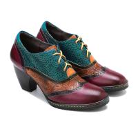 China Retro Style Women'S Dress Shoes Leather Ladies Lace Up Shoes With Rubber Outsole on sale
