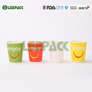 Custom logo printed disposable paper hot drink coffee tea cups with lids wholesale
