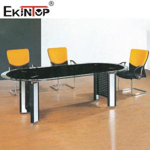 China SGS Black Glass Conference Table Enhance Professional Image Show Business Taste supplier