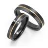 China Stylish Black Titanium Alloy Couple Rings Set Two Color Embellished With Zircon unique texture design wholesale