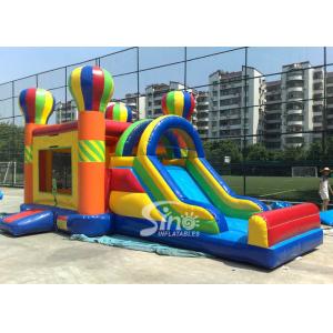 China 4in1 Rainbow Commercial Kids Inflatable Bounce castle with Slide N basket hoop inside supplier