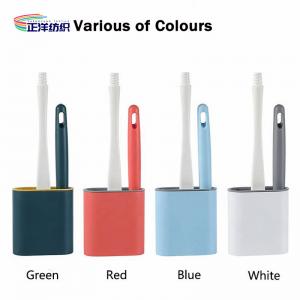 38cm Long Handle Carpet Brush TPR Silicone Material 195g Multi Color Toilet Brush With Holder