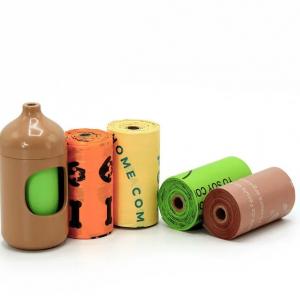 Green Pla Compostable Bio Degradable Drawstring Dog Poop Waste Bag Corn Starch Sustainable OEM Logo Accept Customized Color BPI