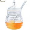 China Two Types Transparent Bee Honey Pot and Spoon With Stirring Rod Crystal Mini Honey Jar wholesale