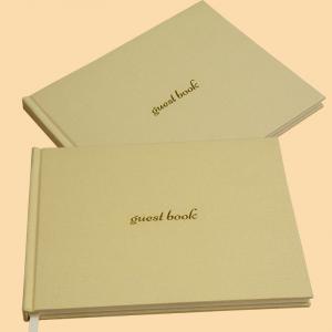China Customize B5 Linen Fabric Blank Hardcover Guest Book Gold Hot Foil Stamping Cover supplier