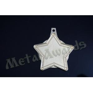 Blank Silver Star Medal , Laser Engraved Medals With Insert Recessed Silver Plating