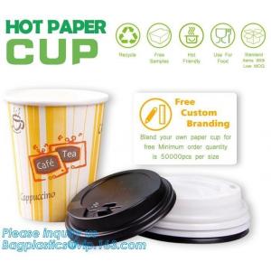 Biodegradable Coffee Paper Cup With Lid Custom Printed, 3oz 5oz 6oz 8oz Ice Cream Paper Cup Lid Pack