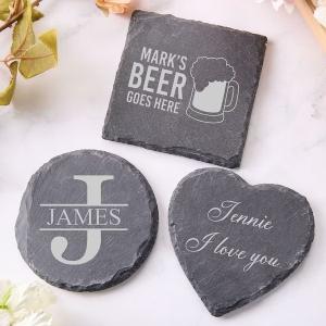 China Slate Stone Drink Coasters Black Natural Edge Slate Stone Plate For Bar And Home supplier