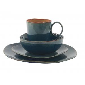 China Organic Shaped Ceramic  Dinnerware Sets 16 Pieces With Blue Reactive Color supplier