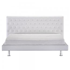 White Practical Queen Size Upholstered Bed , Multipurpose Small Queen Bed