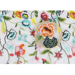 Beautiful Polyester Flower Embroidered Net Lace Fabric 3d Flower Apparel Fabric