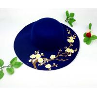 China Wool Fedoras Solid Large Brim Sun Hats For Women Plum Blossom Available on sale