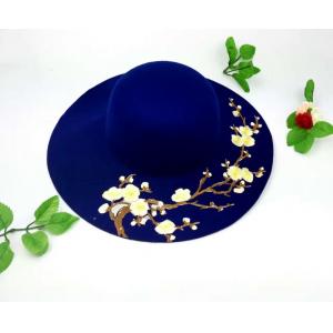 Wool Fedoras Solid Large Brim Sun Hats For Women Plum Blossom Available