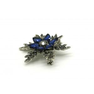 Leaf Shape Fashion Brooch Pin Sapphire Crystal Inlaid OEM ODM