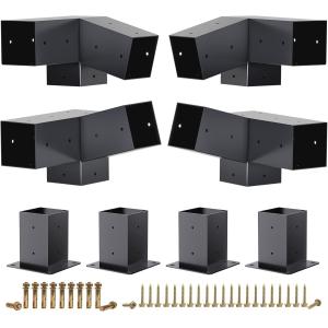 China 15° Slanted Roof Brackets 75° Pergola Corner Bracket with Post Base Gazebo Kit for 4x4'' Wooden Beams Lumber Patio Sheds wholesale