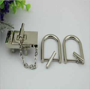 China Personality design three-piece suit silver color metal accessories zinc alloy rectangle bag locks supplier