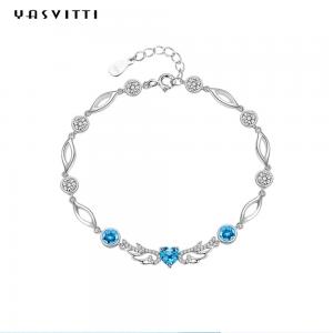 6.2g 0.21m Sterling Silver Jewelry Bracelets Inlaid Geometric 925 Blue Topaz Bracelet