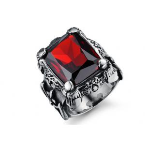 Domineering retro ruby ring influx of male jewelry inlaid titanium steel rings