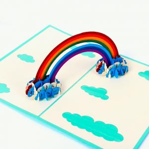 China OEM ODM Rainbow Pop Up Card DIY , 3D Happy Birthday Card A5 Size supplier