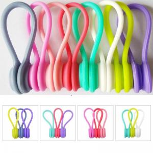 Silicone Magnetic Cable Ties Reusable Cable Organizers Earbuds Cords USB Cable Manager Keeper Wrap Ties Straps Bookmark