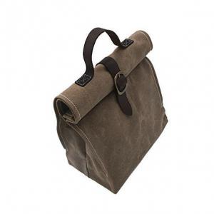 China Waxed Canvas 6 Can Cooler 100% Cotton PU Leather Waterproof With Carrying Handle supplier