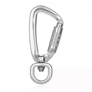 China Aviation Aluminum Self Swivel Rock Climbing Carabiner with Auto Locking 4KN Snap Hook supplier