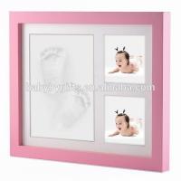 China Customized Baby Clay Imprint Kit Wood Clay Handprint And Footprint Frame on sale