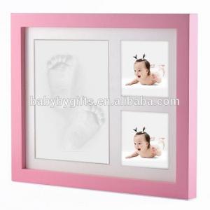 China Customized Baby Clay Imprint Kit Wood Clay Handprint And Footprint Frame supplier