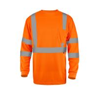 China Wholesale Fluorescent Orange O Neck Reflective Safety Mens Custom Logo Sleeve Hi Vis T Shirt on sale