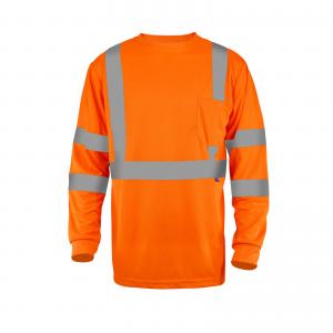 China Wholesale Fluorescent Orange O Neck Reflective Safety Mens Custom Logo Sleeve Hi Vis T Shirt supplier