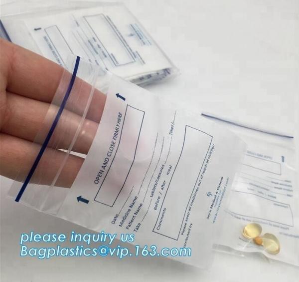 Medical powder plastic child proof zip lock bags / sachet herbal pills pack