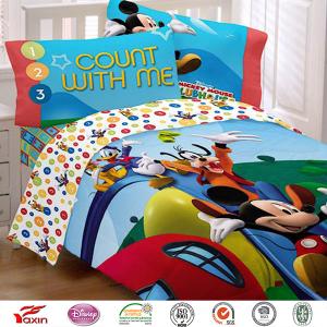 China Disney authorized mickey mouse bedding sheet sets,kids Microfiber Polyester bed linen.Home textiles manufacturer china supplier