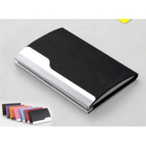 China PU Leather Cover On Metal Frame Business Card Holder With Classic Design supplier