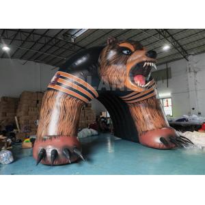 China Custom Team PVC Tarpaulin 20ft Giant Bear Football Inflatable Bear Football Mascot Sports Tunnels supplier