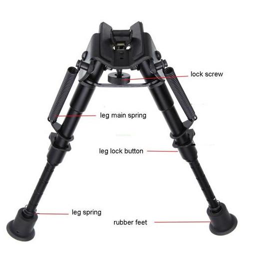 Adjustable Bipod Internal Springs Rifle Bipod With Harris Style Mount Quick Release Adapter