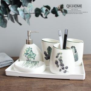 Ceramic Standard 5 Pieces Bathroom Set Soap Lotion Dispenser Sanitary Ware
