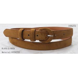 China Fake Suede Womens Leather Belt With Elegant PU Covered Buckle In Tan Color supplier