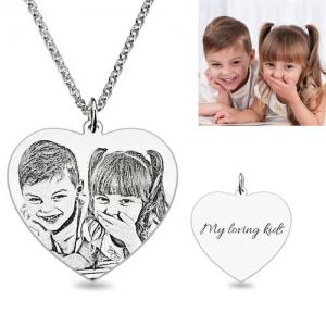 0.88in 3 Gram Custom Silver Necklaces Sterling Silver Photo Engraved Necklace ODM